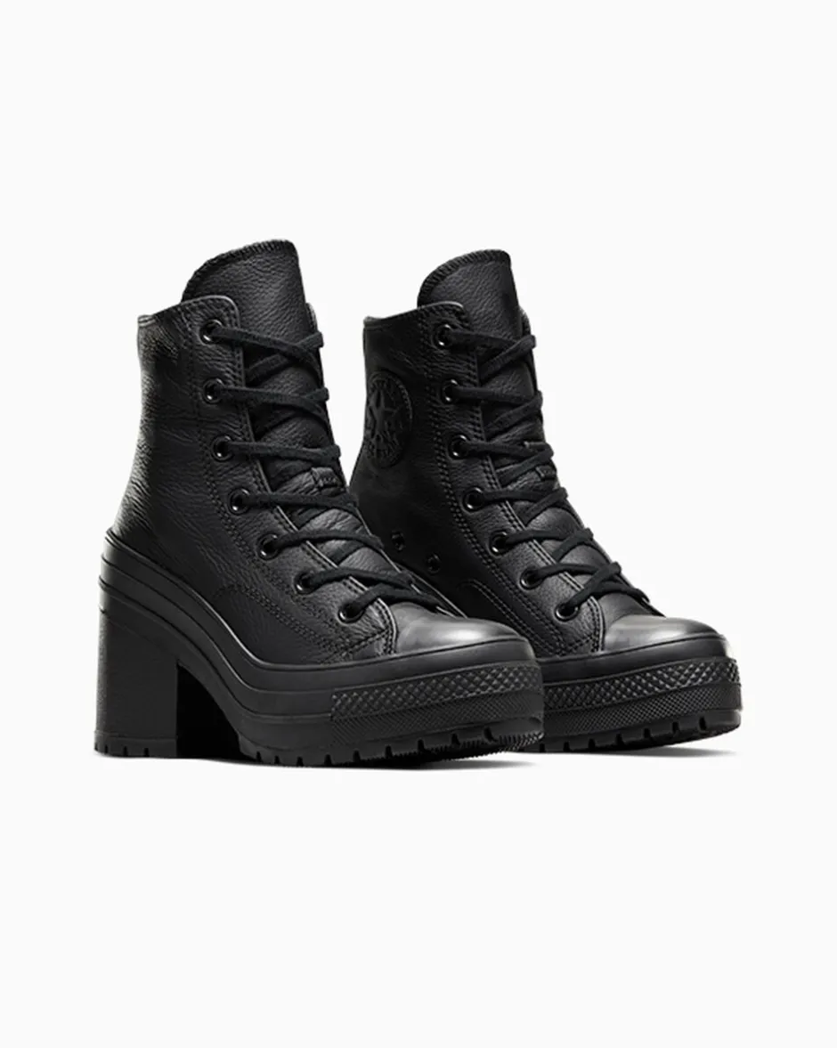 Converse Modelli Alti|Modelli Con Platform<Chuck 70 De Luxe Heel Leather Nero/Nero/Bianco