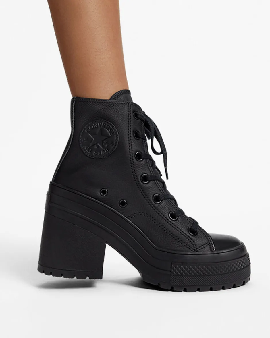Converse Modelli Alti|Modelli Con Platform<Chuck 70 De Luxe Heel Leather Nero/Nero/Bianco