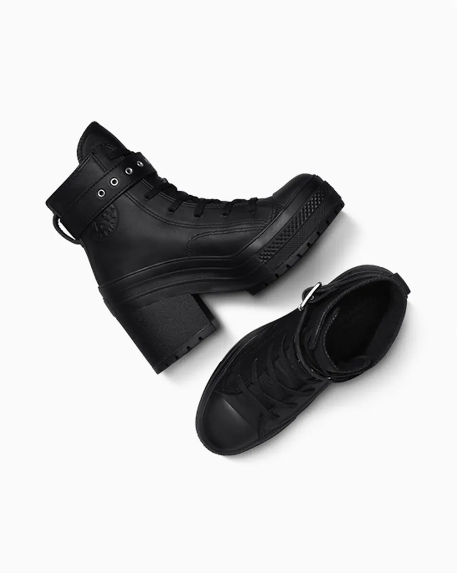 Converse Modelli Alti|Modelli Con Platform<Chuck 70 De Luxe Heel Leather Nero/Nero/Nero
