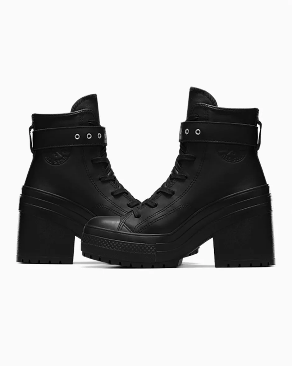 Converse Modelli Alti|Modelli Con Platform<Chuck 70 De Luxe Heel Leather Nero/Nero/Nero