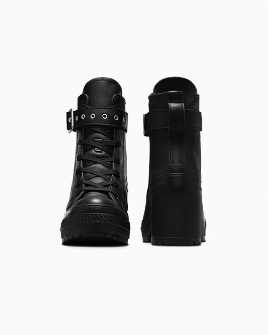 Converse Modelli Alti|Modelli Con Platform<Chuck 70 De Luxe Heel Leather Nero/Nero/Nero