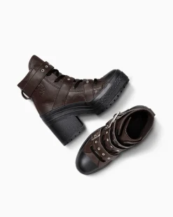 Converse Stivaletti|Modelli Alti<Chuck 70 De Luxe Heel Leather & Buckles Caffè espresso/Nero/Argento