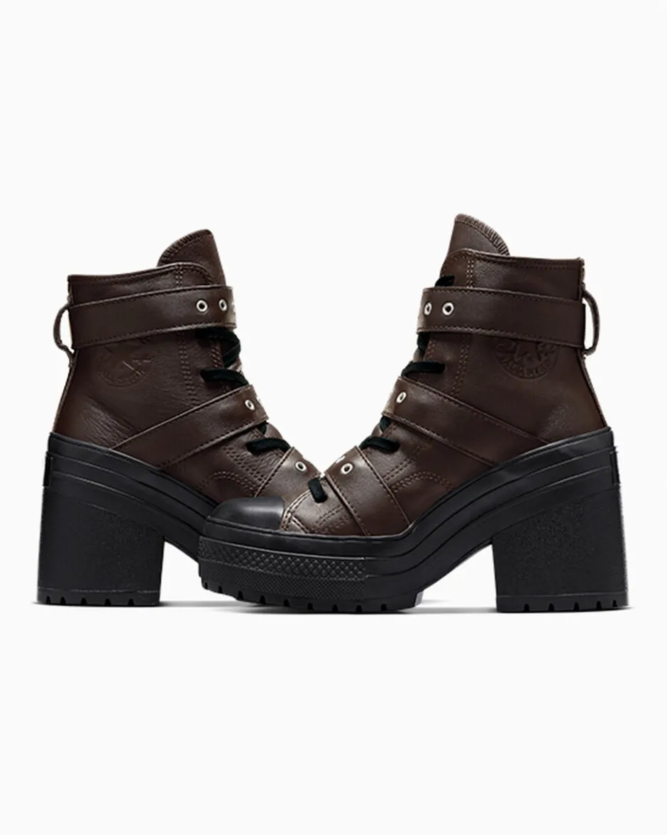 Converse Stivaletti|Modelli Alti<Chuck 70 De Luxe Heel Leather & Buckles Caffè espresso/Nero/Argento