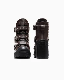 Converse Stivaletti|Modelli Alti<Chuck 70 De Luxe Heel Leather & Buckles Caffè espresso/Nero/Argento