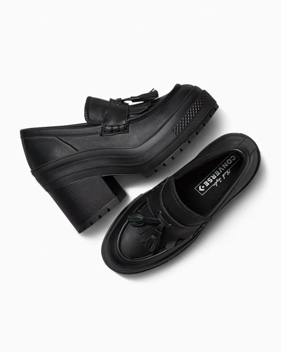 Converse Modelli Bassi|Modelli Con Platform<Chuck 70 De Luxe Heel Loafer Platform Leather Nero/Nero/Nero