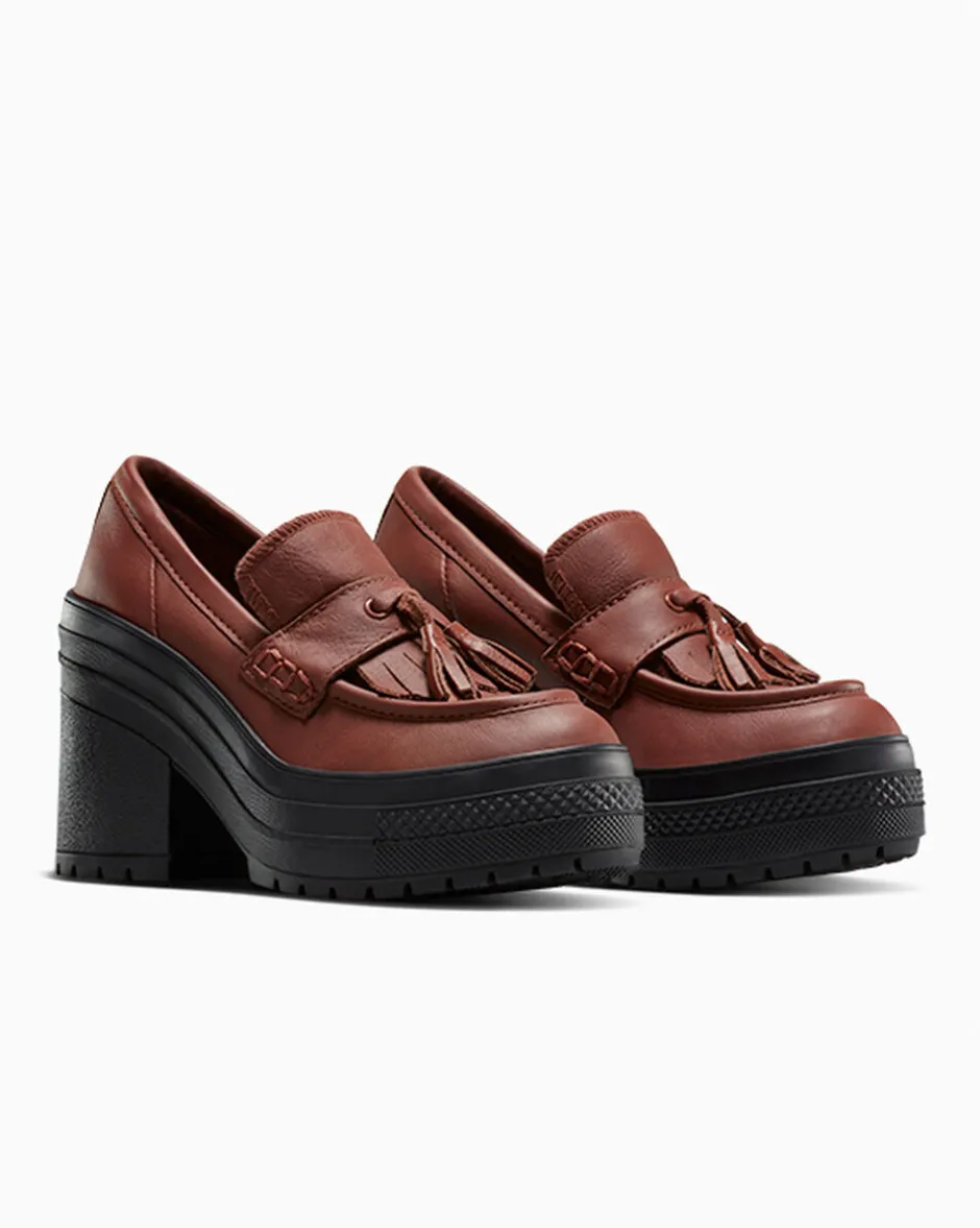 Converse Modelli Bassi|Modelli Con Platform<Chuck 70 De Luxe Heel Loafer Platform Leather Dark Roast/Dark Roast/Nero