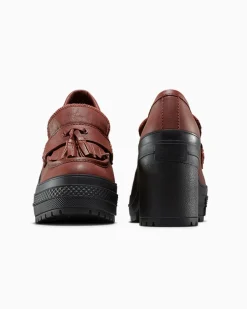 Converse Modelli Bassi|Modelli Con Platform<Chuck 70 De Luxe Heel Loafer Platform Leather Dark Roast/Dark Roast/Nero