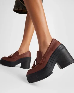 Converse Modelli Bassi|Modelli Con Platform<Chuck 70 De Luxe Heel Loafer Platform Leather Dark Roast/Dark Roast/Nero