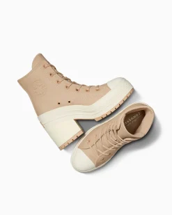 Converse Modelli Alti|Modelli Con Platform<Chuck 70 De Luxe Heel Platform Weatherized Leather Grigio caldo/Grigio caldo/Egret