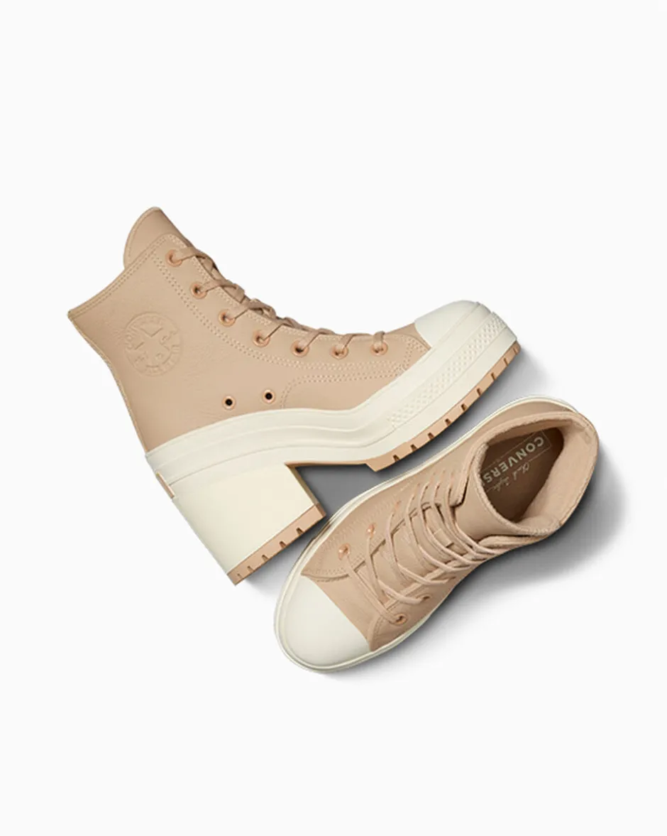 Converse Modelli Alti|Modelli Con Platform<Chuck 70 De Luxe Heel Platform Weatherized Leather Grigio caldo/Grigio caldo/Egret