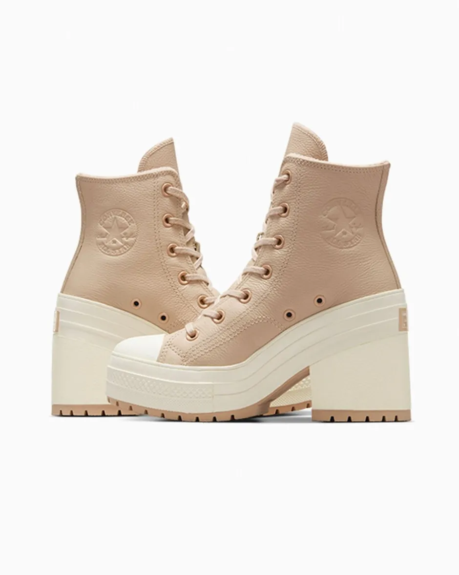 Converse Modelli Alti|Modelli Con Platform<Chuck 70 De Luxe Heel Platform Weatherized Leather Grigio caldo/Grigio caldo/Egret