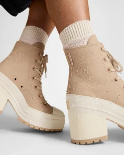 Converse Modelli Alti|Modelli Con Platform<Chuck 70 De Luxe Heel Platform Weatherized Leather Grigio caldo/Grigio caldo/Egret