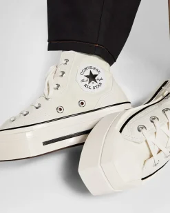 Converse Modelli Con Tacco/Zeppa|Modelli Con Tacco/Zeppa<Chuck 70 De Luxe Squared Egret/Nero/Egret