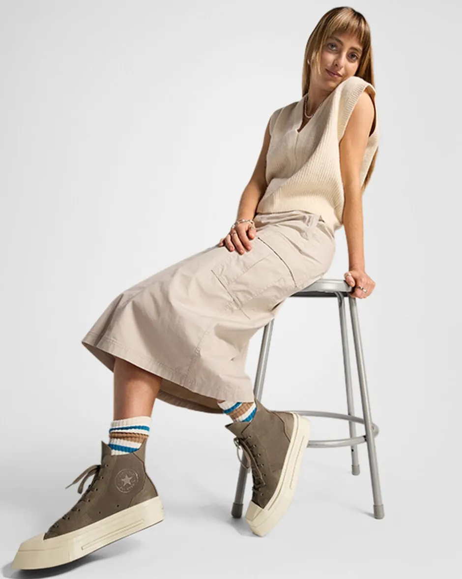 Converse Modelli Alti|Modelli Con Platform<Chuck 70 De Luxe Squared Coffee Break Beige classico/Memo Glaze/Egret