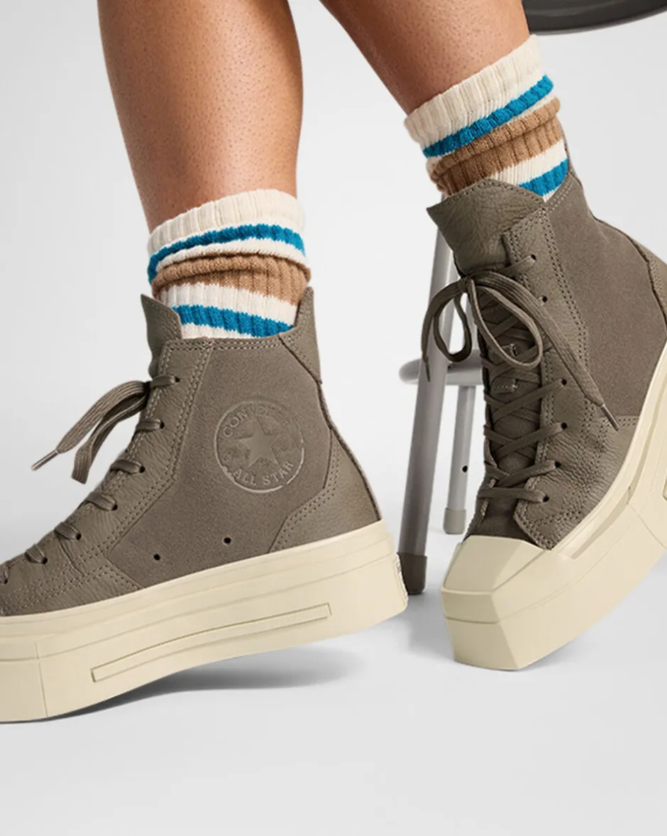 Converse Modelli Alti|Modelli Con Platform<Chuck 70 De Luxe Squared Coffee Break Beige classico/Memo Glaze/Egret