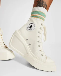 Converse Modelli Alti|Modelli Con Platform<Chuck 70 De Luxe Wedge Egret/Nero/Bianco