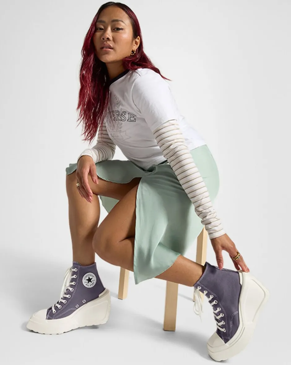 Converse Modelli Alti|Modelli Con Platform<Chuck 70 De Luxe Wedge Lavanda cenere/Egret/Nero