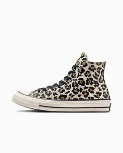 Converse Modelli Alti|Modelli Alti<Chuck 70 Glow-In-The-Dark Leopard Print Egret/Fulvo chiaro/Nero