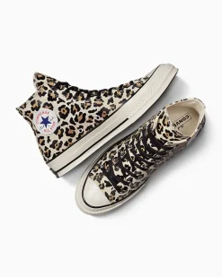 Converse Modelli Alti|Modelli Alti<Chuck 70 Glow-In-The-Dark Leopard Print Egret/Fulvo chiaro/Nero