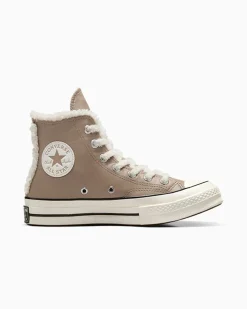 Converse Modelli Alti<Chuck 70 Leather & Faux Sherpa Cargo vintage/Egret/Nero