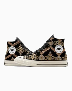 Converse Modelli Alti|Chuck Taylor All Star<Chuck 70 LTD Black Velvet & Gold Flowers Black Velvet Flowers