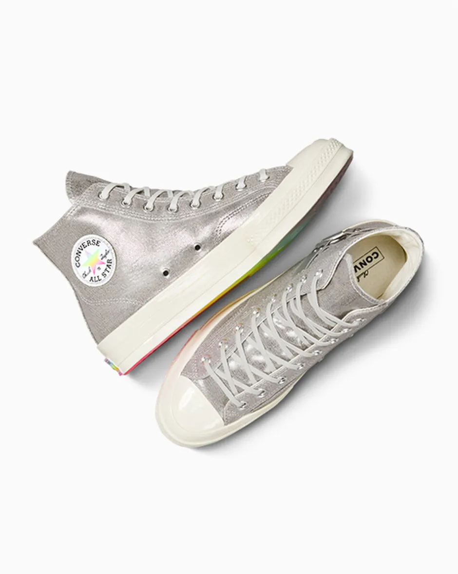 Converse Modelli Alti|Modelli Alti<Chuck 70 Pride Argento/Egret/Fucsia caos