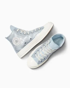 Converse Modelli Alti|Chuck Taylor All Star<Chuck 70 Suede Shimmer Winter Slay/Egret/Argento