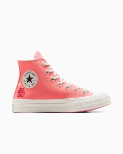 Converse Modelli Alti<Chuck 70 Summer Embroidery Rosa anguria/Egret