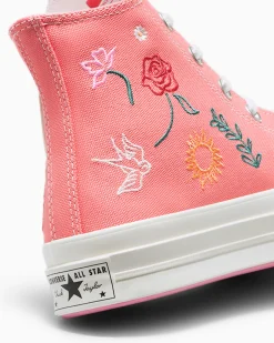 Converse Modelli Alti<Chuck 70 Summer Embroidery Rosa anguria/Egret