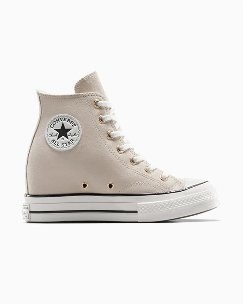 Converse Modelli Alti|Modelli Con Platform<Chuck 70 Wedge Platform Suede Argilla calda/Egret/Nero