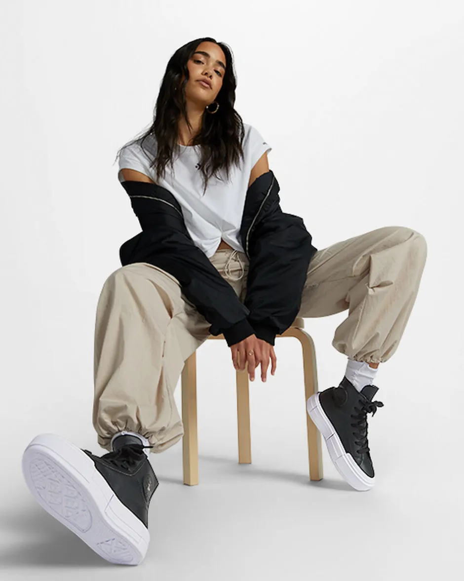 Converse Modelli Alti|Stivaletti<Chuck Taylor All Star Cruise Leather Black/Black/White