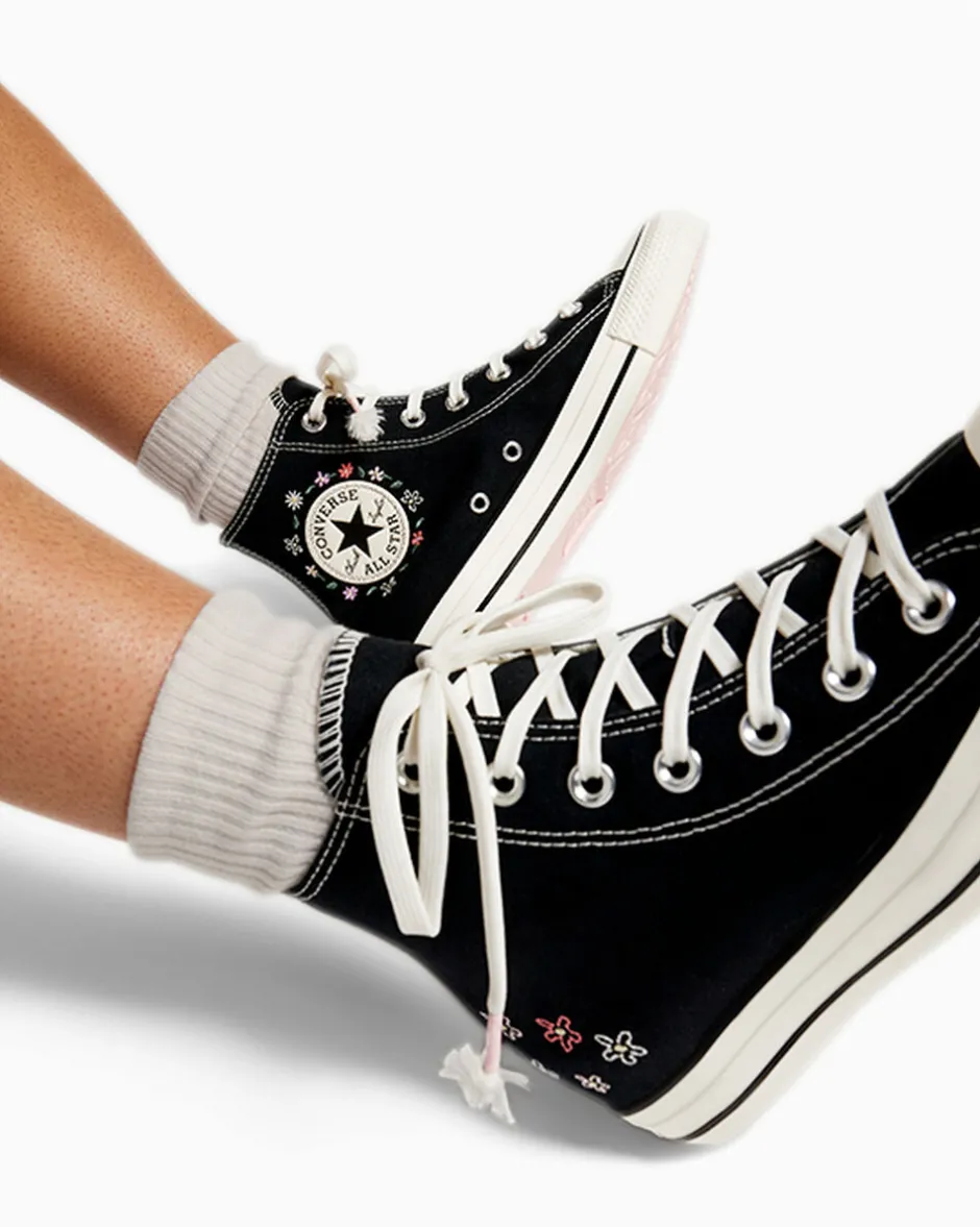 Converse Modelli Alti<Chuck Taylor All Star Embroidered Little Flowers Nero/Egret/Donut Glaze