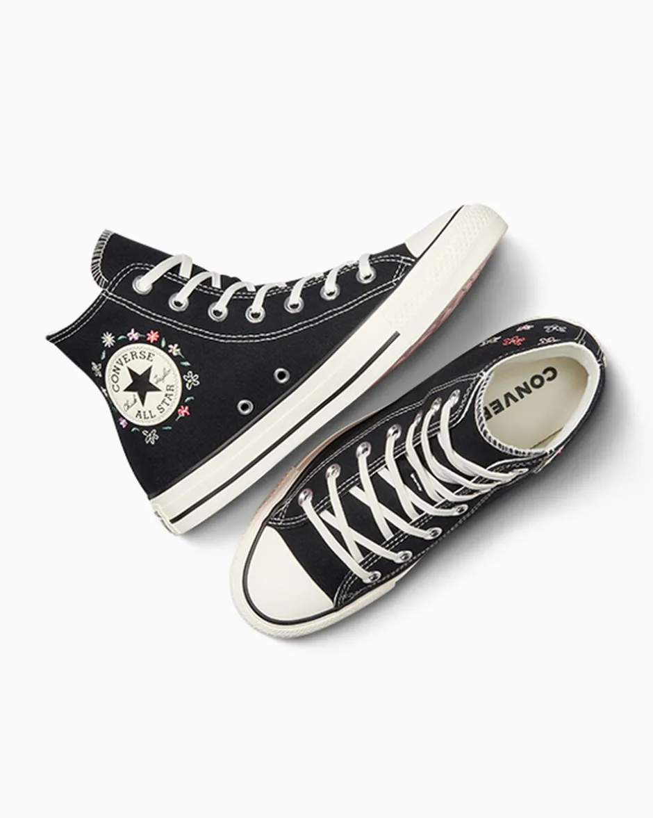 Converse Modelli Alti<Chuck Taylor All Star Embroidered Little Flowers Nero/Egret/Donut Glaze
