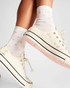 Converse Modelli Bassi<Chuck Taylor All Star Embroidered Little Flowers Egret/Egret/Black