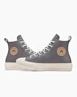 Converse Ragazza<Chuck Taylor All Star EVA Lift Leather Pelle di squalo/Grigio caldo/Egret