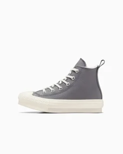 Converse Ragazza|Stivali<Chuck Taylor All Star EVA Lift Platform Fleece-Lined Leather Sharkskin/Warm Quarry/Egret