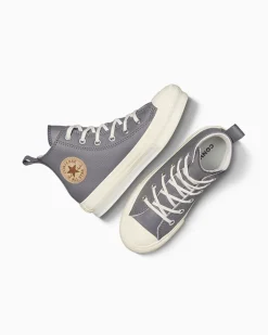 Converse Ragazza|Stivali<Chuck Taylor All Star EVA Lift Platform Fleece-Lined Leather Sharkskin/Warm Quarry/Egret