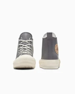 Converse Ragazza|Stivali<Chuck Taylor All Star EVA Lift Platform Fleece-Lined Leather Sharkskin/Warm Quarry/Egret