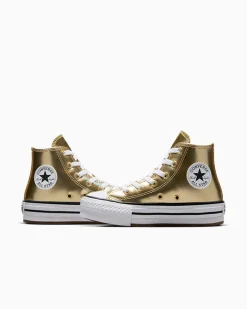 Converse Bambini (Età 4-8 Anni)|Ragazza<Chuck Taylor All Star EVA Lift Platform Metallic Oro chiaro metallizzato/Bianco