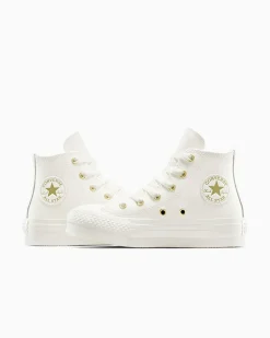 Converse Bambini (Età 4-8 Anni)|Ragazza<Chuck Taylor All Star EVA Lift Leather + Gold Egret/Egret/Oro chiaro