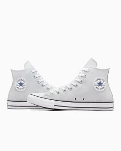 Converse Modelli Alti|Chuck Taylor All Star<Chuck Taylor All Star Faux Leather Grigio pallido/Acqua scura/Bianco