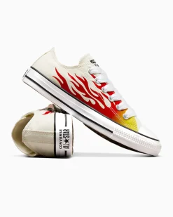 Converse Modelli Bassi|Modelli Bassi<Chuck Taylor All Star Flames Egret/Rosso smalto/Giallo vivace