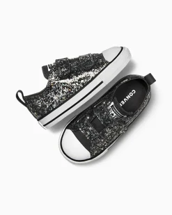 Converse Ragazza|Modelli Bassi<Chuck Taylor All Star Glitter Easy-On Materia scura/Bianco/Nero