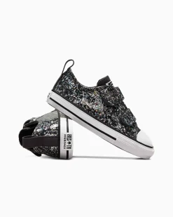 Converse Ragazza|Modelli Bassi<Chuck Taylor All Star Glitter Easy-On Materia scura/Bianco/Nero