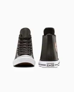 Converse Modelli Alti<Chuck Taylor All Star Leather Mudguard/Whisky scuro/Bianco