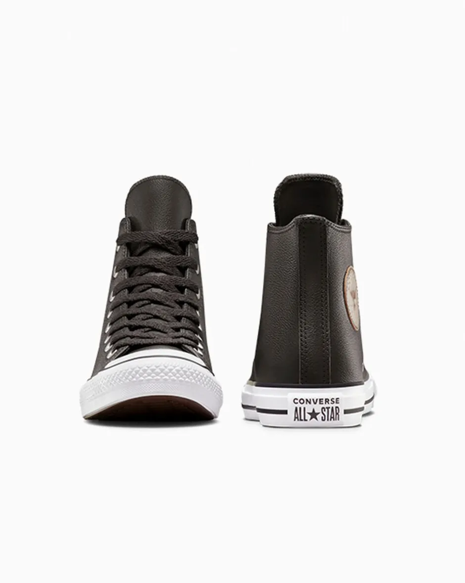 Converse Modelli Alti<Chuck Taylor All Star Leather Mudguard/Whisky scuro/Bianco