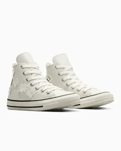 Converse Modelli Alti|Chuck Taylor All Star<Chuck Taylor All Star Leather 3D Flowers Bianco vintage/Egret/Nero