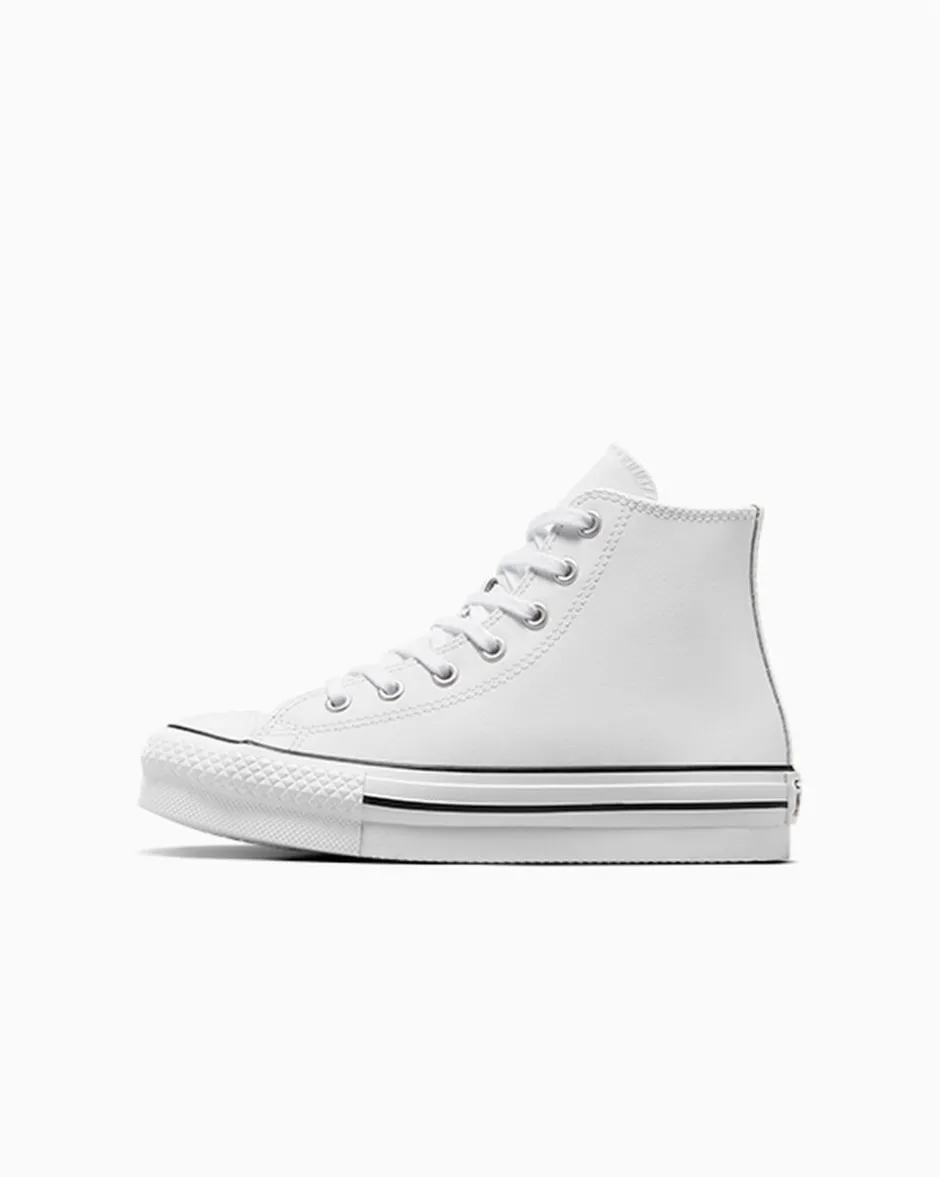 Converse Bambini (Età 4-8 Anni)|Ragazzo<Chuck Taylor All Star Lift Platform Leather Bianco/Avorio naturale/Nero