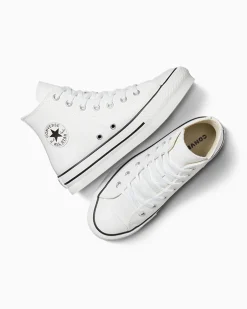 Converse Bambini (Età 4-8 Anni)|Ragazzo<Chuck Taylor All Star Lift Platform Leather Bianco/Avorio naturale/Nero