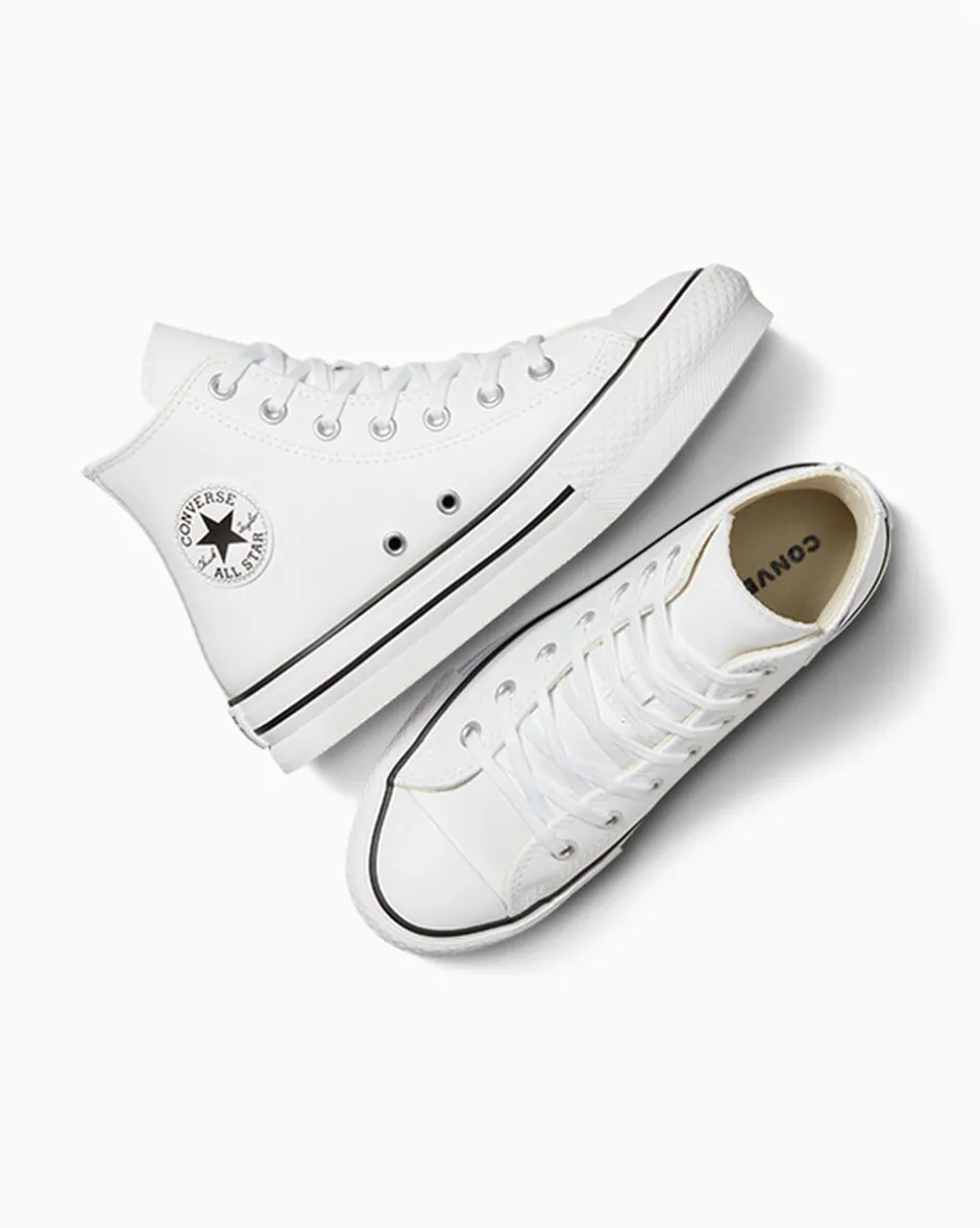 Converse Bambini (Età 4-8 Anni)|Ragazzo<Chuck Taylor All Star Lift Platform Leather Bianco/Avorio naturale/Nero